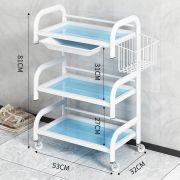 Тележка стеклянная «Glass» + корзинка стекло Голубой