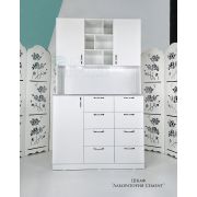 Лаборатория «8 ящиков» 1200*480*2050 Белый Глянец + Цемент