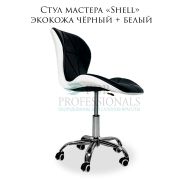 Стул «Shell» экокожа чёрный + белый на хромированном пятилучье