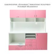 Лаборатория «Большая 2 выкатные полочки» 700х450х1900 Белый Глянец + Фламинго