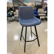 Стул барный «Лотос» экокожа синий на чёрных металлических ножках
