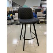 Стул барный «Лотос» экокожа чёрный на чёрных металлических ножках