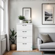 Тумба «4 ящика» 400х400х900 Белый шёлк