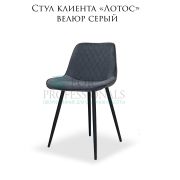 Стул клиента «Лотос» велюр серый на металлических ножках