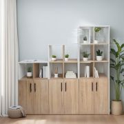 Стеллаж «Каскад Трио Ind» Дуб сонома+белый глянец