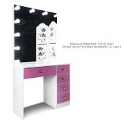 Зеркало гримерное «VIP-55 Luxe» Белый Шёлк + Фламинго (12 ламп)