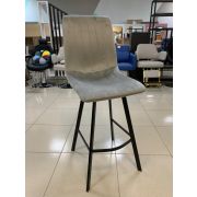 Стул барный Tory серый велюр в полоску на металлических ножка