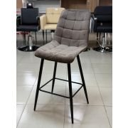 Стул «Stitch» велюр коричневый на чёрных барных ножках