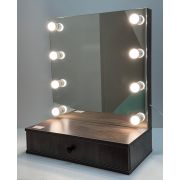 Зеркало гримёрное «Скат 2 Lux»  600х740х320 Ясень тёмный (8 ламп)