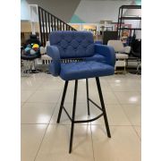 Стул барный «Beautiful XL» экокожа синий на чёрных металлических ножка