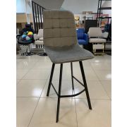 Стул «Stitch» велюр серый на чёрных барных ножках