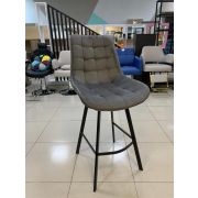 Стул «Stitch» велюр тёмно-серый на чёрных барных ножках