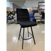Стул «Stitch» велюр чёрный на чёрных барных ножках