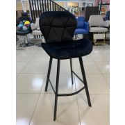 Стул барный «Shell»велюр чёрный на чёрных металлических ножках