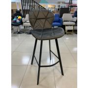 Стул барный «Shell»велюр тёмно-серый на чёрных металлических ножках