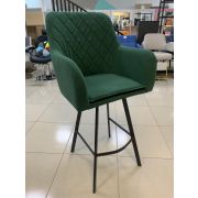 Стул барный «Макома-2» велюр зелёный на чёрных металлических ножках