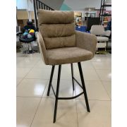 Стул барный «Хюгге» ткань коричневый на чёрных металлических ножка