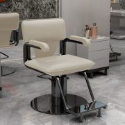 Кресло парикмахерское «Ларри» светло-серое на барберском штоке black metall