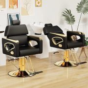 Барбер-кресло «Чарли» чёрное на барбер штоке gold