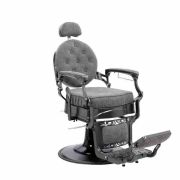 Барбер-кресло «Олимп» серое на барберском штоке black metall