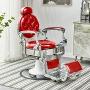 Барбер-кресло «Олимп» красное на барберском штоке chromium