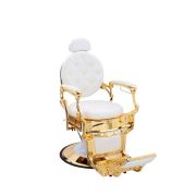 Барбер-кресло «Олимп» белое на барберском штоке gold metall