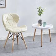 Стул клиента «Shell» экокожа светло-бежевый на деревянных ножках