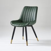 Стул клиента «Stitch в полоску» экокожа темно-зелёный на конусных ножках