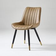 Стул клиента «Stitch в полоску» экокожа светло-коричневый на конусных ножках