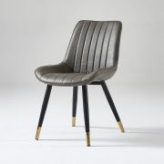 Стул клиента «Stitch в полоску» экокожа темно-серый на конусных ножках