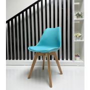 Стул «Eames Soft» экокожа голубой деревянные ножки