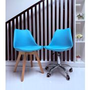 Комплект стульев мастера и клиента «Eames Soft» голубой