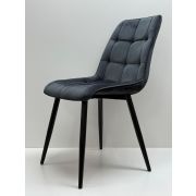 Стул кухонный «Stitch New в клетку» велюр тёмно-серый на конусных ножках