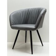 Стул кухонный «Венера» экокожа тёмно-серый на чёрных конусных ножках