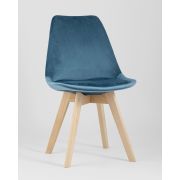 Стул кухонный «Eames Soft» велюр синий на деревянных ножках