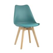 Стул кухонный «Eames Soft» велюр серо-зелёный на деревянных ножках