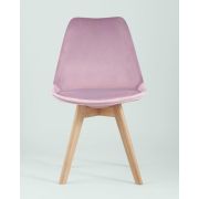 Стул кухонный «Eames Soft» велюр розовый на деревянных ножках