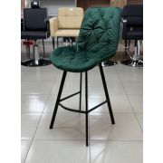 Стул барный «Arona» зелёный велюр на барных металлических ножках