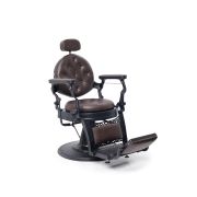 Барбер-кресло «Олимп» тёмно-коричневое на барберском штоке black metall