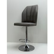 Стул барный «Ницца» экокожа серый на хромированном барном диске