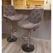 Стул барный «Arona» коричневый велюр на хромированном диске