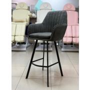 Стул барный «Макома Midi» рогожка тёмн-серый на плоских барных металлических ножках