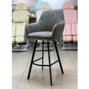 Стул барный «Макома Midi» рогожка серый на плоских барных металлических ножках