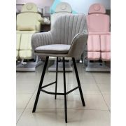 Стул барный «Макома Midi» рогожка светло-серый на плоских барных металлических ножках