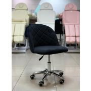 Стул мастера «Moon» велюр черный на хромированном пятилучье