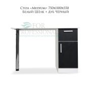 Стол «Medium» 1100х550х750  Белый Шёлк + Дуб Чёрный правосторонний