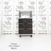 Тележка косметологическая «ТП-3» с криволинейными ящиками 750*400*400 белый шелк+цемент