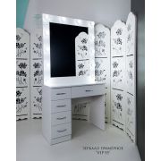 Зеркало гримерное «VIP-55» Белый Шёлк (13 ламп) левый