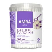 Ватные палочки «AMRA» цилиндр 100 штук