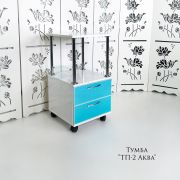 Тележка косметологическая «ТП-2» 750*400*400 Белый глянец + Аква